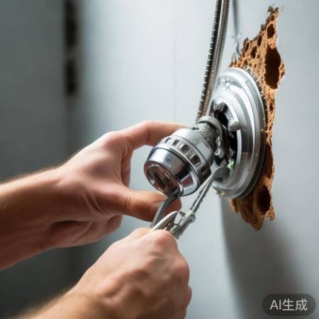 安装喷头，均匀拧螺丝