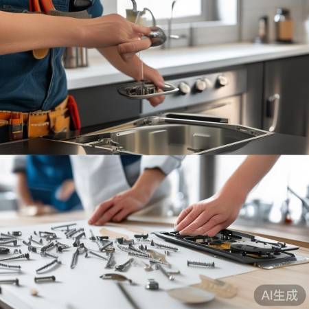 油烟机清洁后，按序装回，轻拧螺