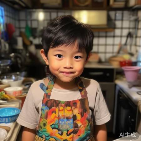 朱志鑫围兜萌照,生活美好瞬间