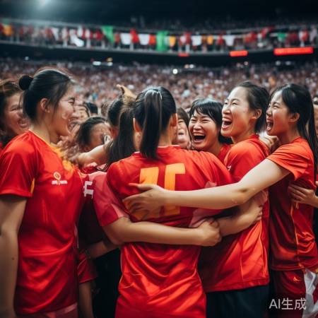 国羽女团夺冠,拥抱队友情谊深