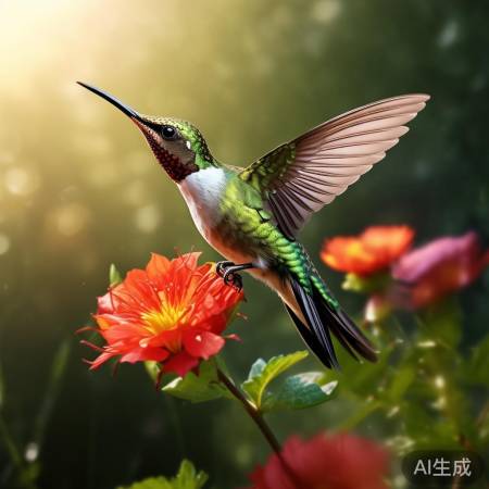 蜂鸟体长如指甲，翅膀超身长